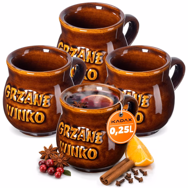 Kubki KADAX Do Grzańca Grzanego Wina 250ml Brązowy 4szt