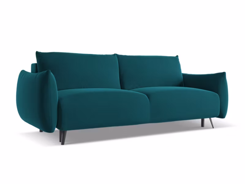 Kanapa 3-osobowa z funkcją spania LaMiaSofa GENOVA z tkaniny welwetowej 230×105 cm morski 1 szt.