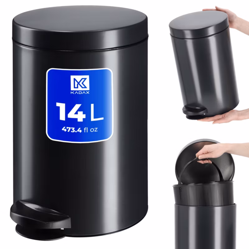 Kosz Na Śmieci KADAX Odpady 14L Pojemnik Z Pedałem Czarny 1 szt.