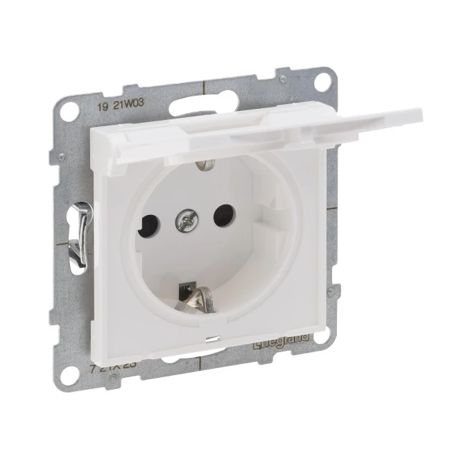 SUNO Gniazdo SCHUKO 2P+Z białe 16A 250V IP21 zaciski automatyczne z przesłoną 721127