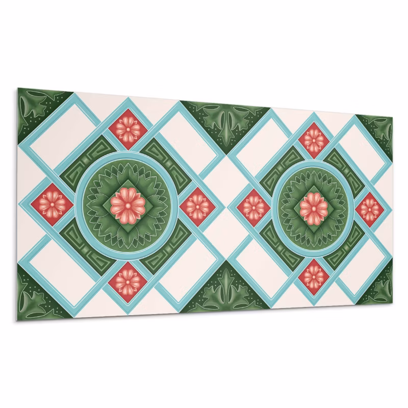 Kafelki samoprzylepne Wallfluent 60×30 cm Romby z kwiatowym akcentem 6 szt.