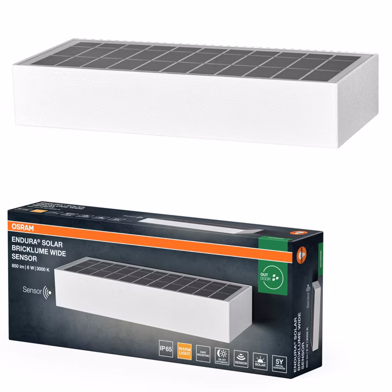 Kinkiet Solarny Endura Osram Lampa LED z Czujnikiem Ruchu i Zmierzchu 6W 850lm 3000K Biały IP65 1 szt.