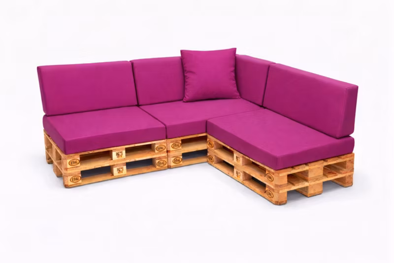 Komplet 8 sztuk poduszek ogrodowych na palety Setagrden 3x120x50cm /3x120x40cm+60x40cm,różowe dwustronne poduszki ogrdowe, 1szt