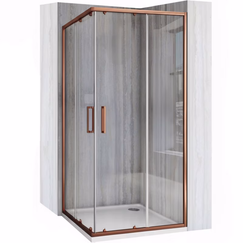 Kabina Prysznicowa Z Brodzikiem Rea City 80×80 Miedź szczotkowana 80X80X190CM, brodzik savoy white 1Szt