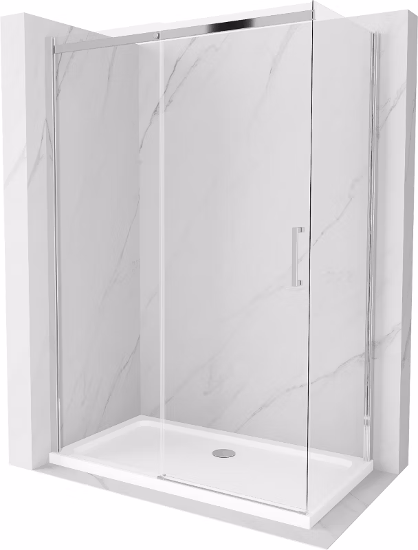Kabina prysznicowa Mexen Omega rozsuwana 140 x 70 cm transparent chrom + brodzik Flat