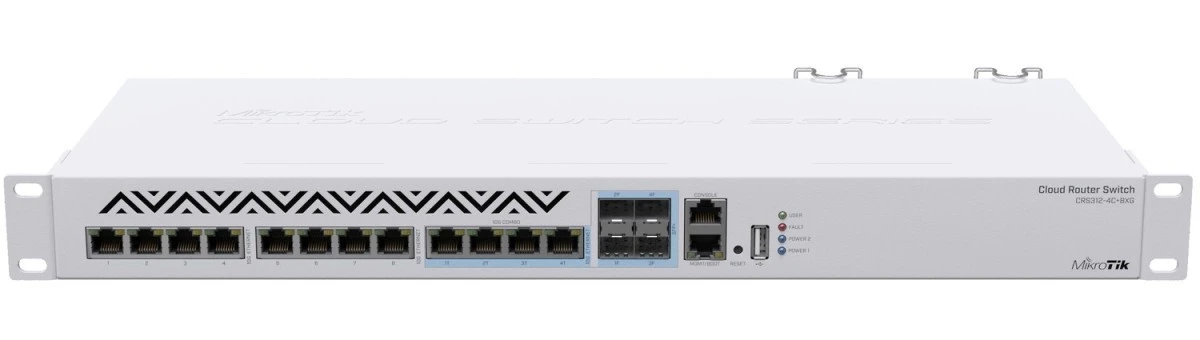Switch 12x RJ45 10 Gigabit, 4x SFP+ MikroTik CRS312‑4C+8XG‑RM