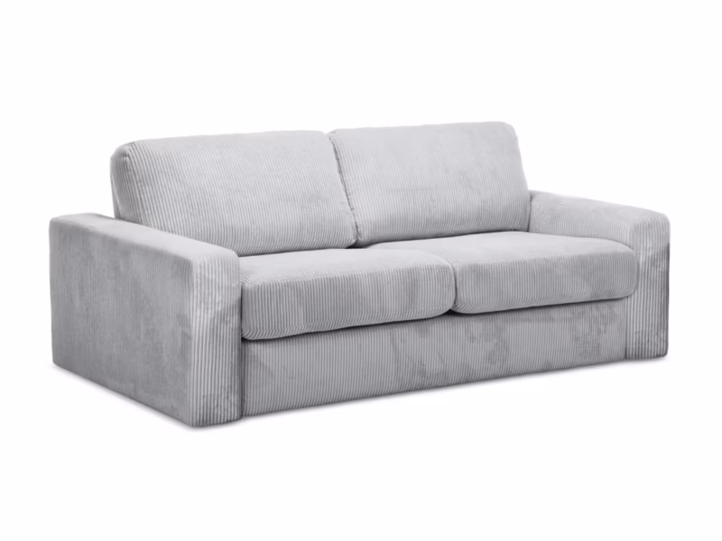 Kanapa 3-osobowa z funkcją spania LaMiaSofa COMO z tkaniny sztruksowej 195×100 cm jasny szary 1 szt.