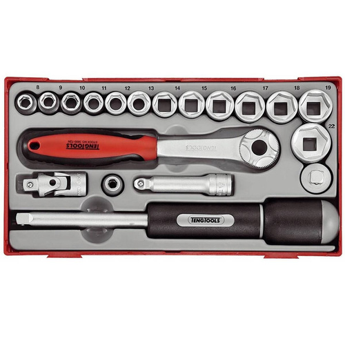 Zestaw kluczy nasadowych z chwytem kwadratowym 3/8″ TengTools TT3819