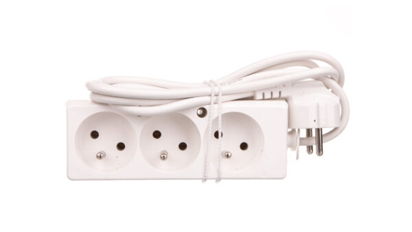 Przedłużacz 3-gniazda z/u 10A 1,5m /OMY 3×1/ biały PS-370 T-105390