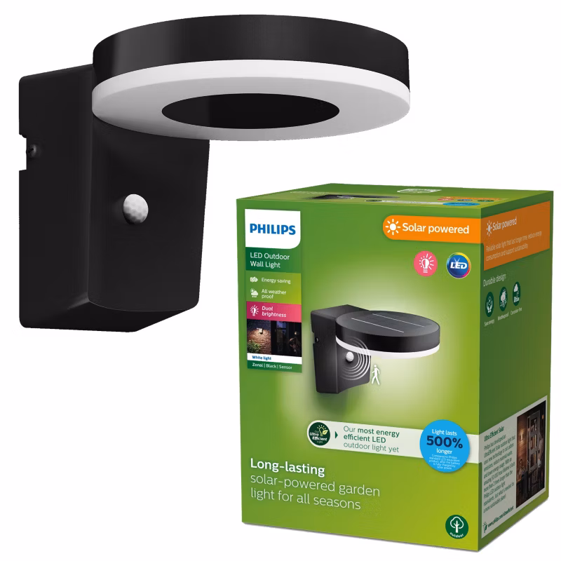 Kinkiet elewacyjny Philips solarny LED ZONAL 1,3W 3000K 250lm IP44 okrągły czarny 1 szt.