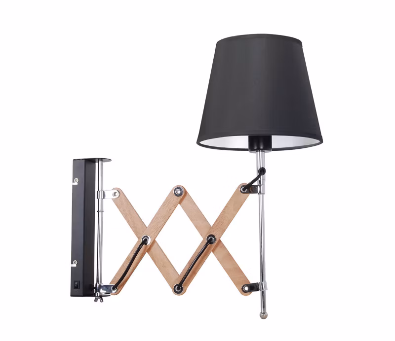 Kinkiet ścienny Candellux Mito chromowany jasne drewno-czarny 1 x E27 x 60W IP20 wym: 50 x 52 x 22,5 cm – 1 szt.