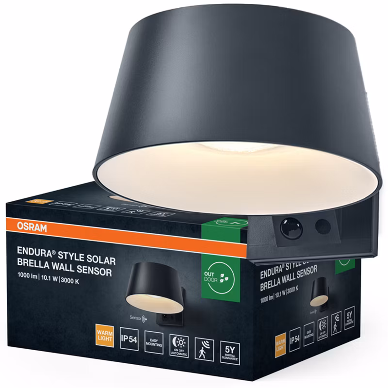 Kinkiet Ogrodowy Endura Osram Lampa LED z Czujnikiem Ruchu i Zmierzchu 10.1W 930lm 3000K Ściemnialna Szary IP54 1 szt.