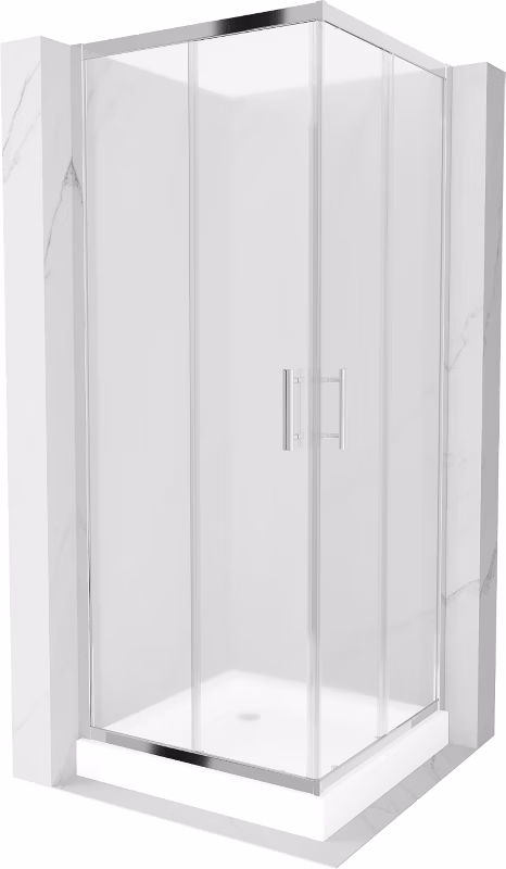 Kabina prysznicowa Mexen Rio kwadratowa 80 x 80 cm szron chrom + brodzik Rio biały