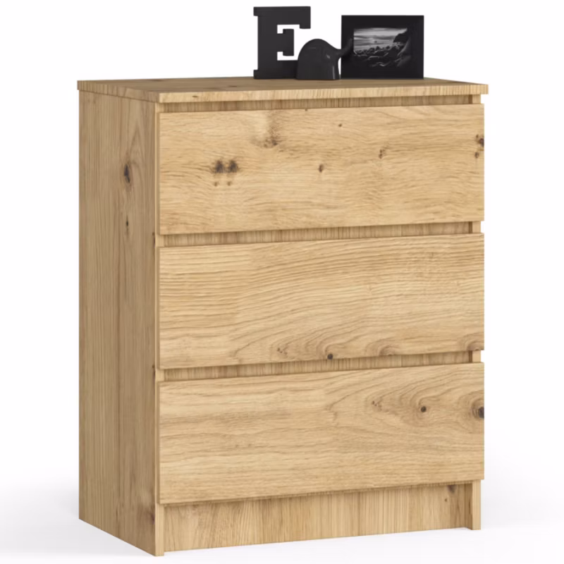 Komoda Akord K60 Dąb Artisan 60 cm 3 szuflady kolor Dąb Artisan mat 60x40x77 cm 1 szt.