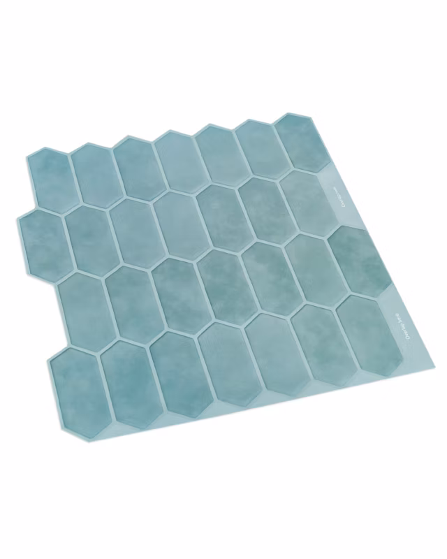 Kafelki ścienne samoprzylepne płytki Mazovia 30,5 x 30,5 cm odporne na zachlapania, geometryczne Niebieskie 10 szt.