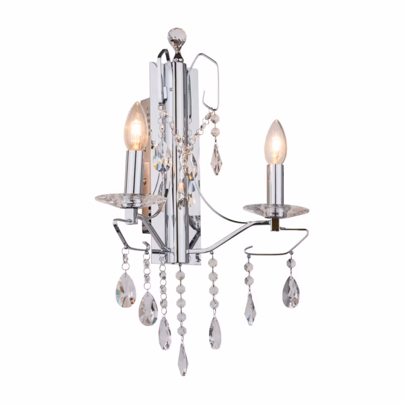 Kinkiet ścienny Italux Royal chromowany przezroczysty styl klasyczny 2 x E14 x 40W IP20 wym: 37 x 52 x 22 cm – 1 szt.
