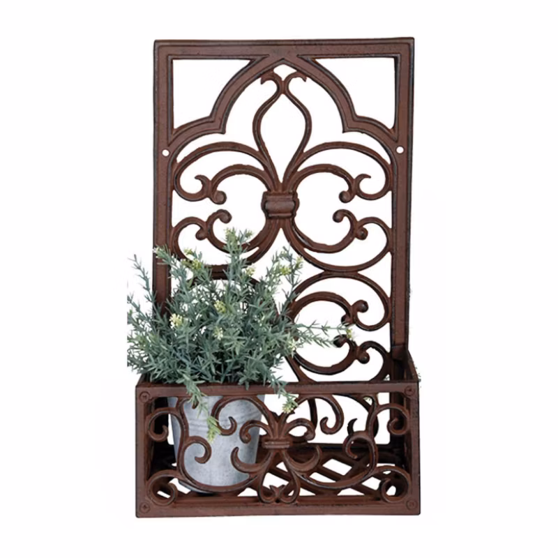Kwietnik ścienny Esschert Design brązowy żeliwny wzór 3 44,4×27,9×14,2 cm 1 szt. 8714982010415