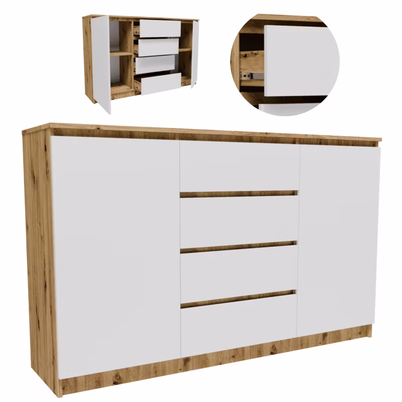 Komoda Matkam szafka K1602D4SZABI dąb artisan-biały 1 szt.