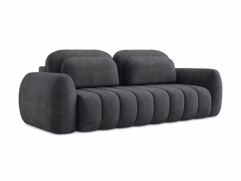 Kanapa 3-osobowa z funkcją spania LaMiaSofa GINOSA z tkaniny szenilowej 266×121 cm ciemny szary 1 szt.