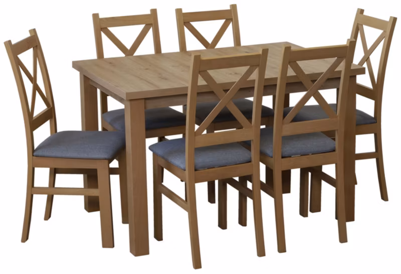 Komplet stół 120×80 z 6 krzesłami Bonni M008-6 Dąb Artisan 1 kpl.