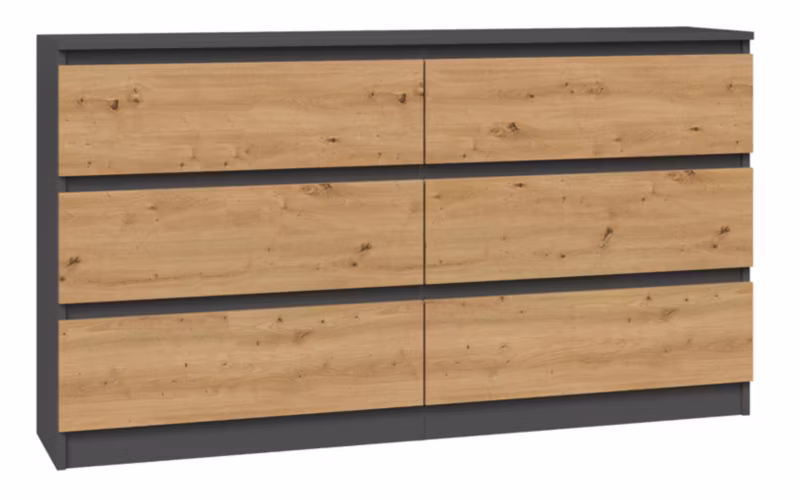 Komoda Topeshop Malwa M6 140 – Antracyt / Dąb Artisan 40x138x75 cm 1 szt.