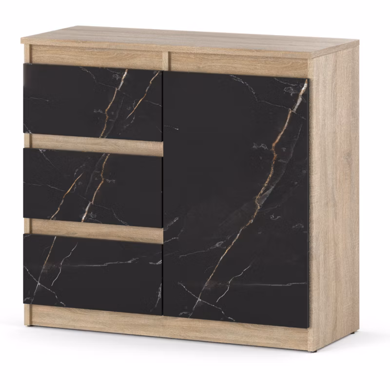 Komoda Hurtownia-Mebli Szuflady 3 Agnes 1D3SZ 80cm Dąb Sonoma San Sebastian 80x35x75 cm 1szt.