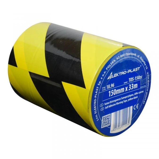 Taśma Ostrzegawcza Samoprzylepna TOS‑15zc 15cm x 33m żółto‑czarna 18.96
