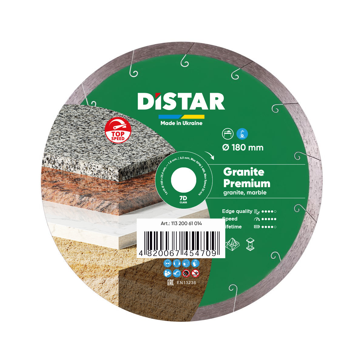 Tarcza diamentowa Granite Premium 1A1R 180×1,6×8,5×25,4 Distar 11320061014