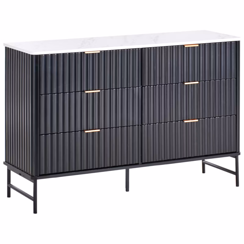 Komoda 6 szuflad Glastonbury Marmur/ czarny 1 szt.
