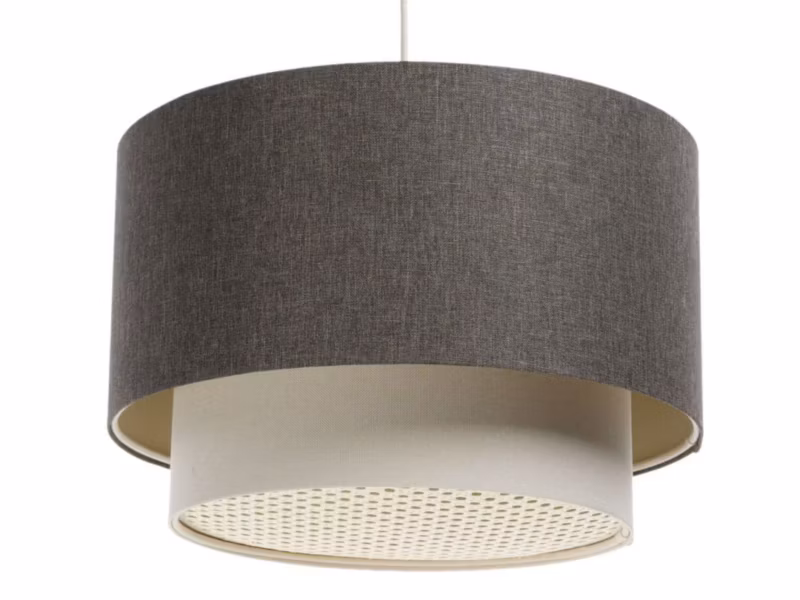 Lampa Bps Koncept wisząca ERUTAN DOUBLE RATTAN 50 szara/kremowa 1 szt