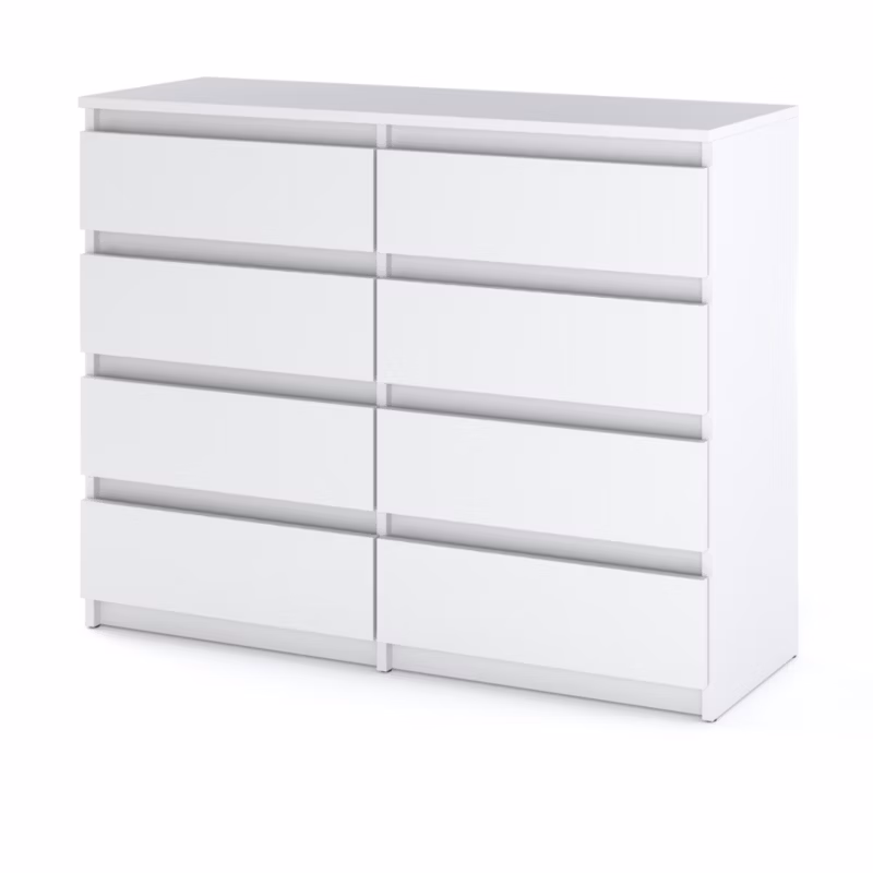 Komoda Hurtownia-Mebli Szuflady 8 Hugo Duża 120cm Biały Mat Biały Mat 120×33.5×92.5 cm 1szt.