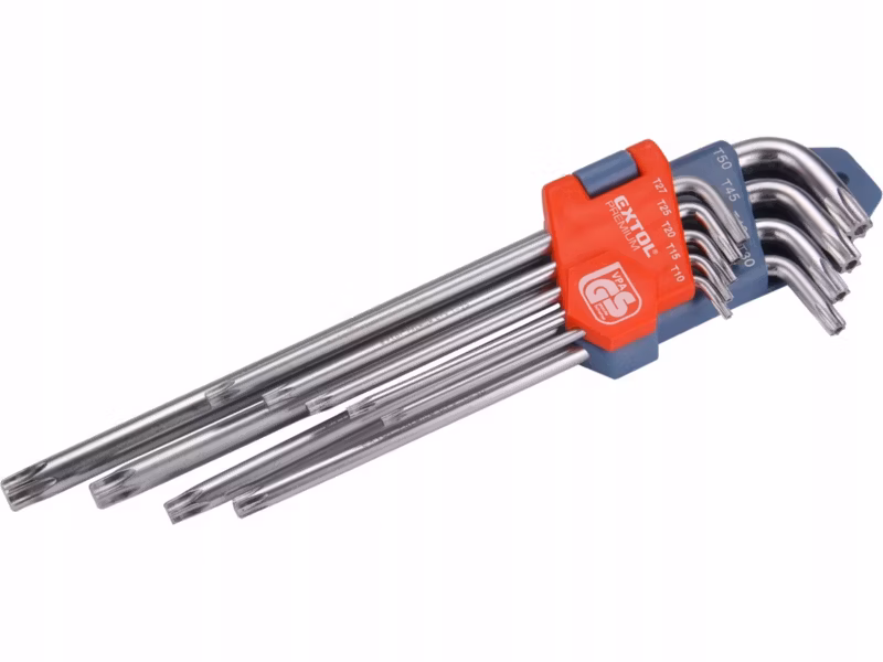 Klucze trzpieniowe Extol Premium TORX przedłużone T10-50 zestaw 9szt