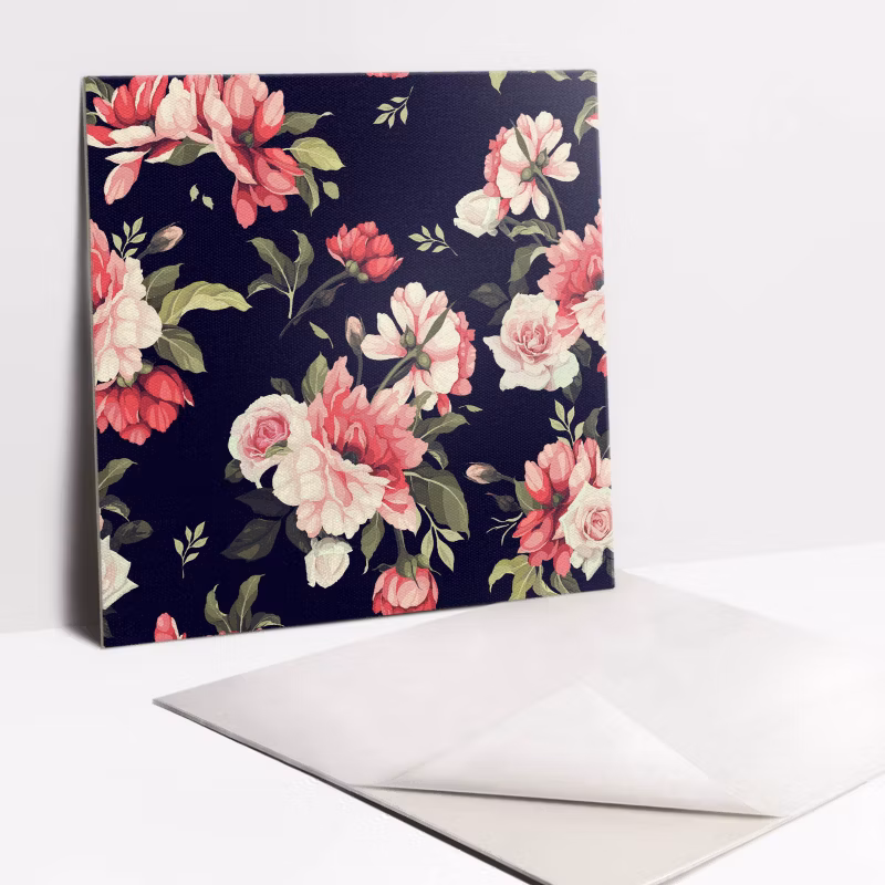 Kafelki samoprzylepne Tulup 30×30 cm Różowe kwiaty 9 szt.