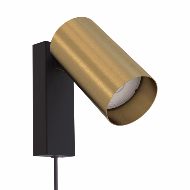Kinkiet Nowodvorski Lighting Mono czarno-złoty z przewodem 1 x GU10 x 10W IP20 wym: 19,5 x 12 cm – 1 szt.