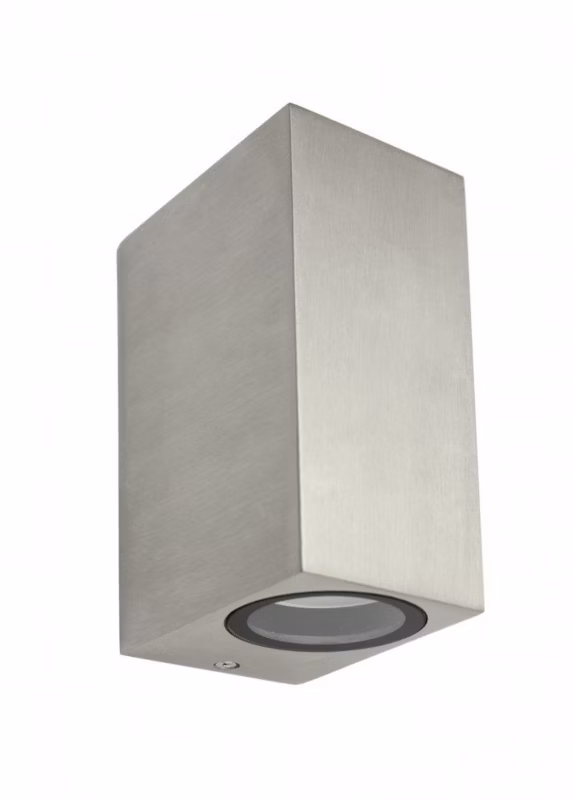 Kinkiet ścienny zewnętrzny SU-MA Mini szczotkowane aluminium 2 x GU10 x 35W IP44 wym: 15 x 6,8 x 9,2 cm – 1 szt.