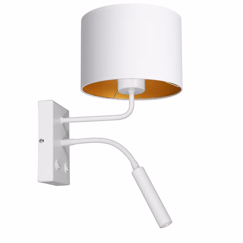Kinkiet ścienny Luminex Arden biały mat-złoty do czytania z włącznikiem 1 x E27+G9 x 15W IP20 wym: 38 x 18 x 26 cm – 1 szt.
