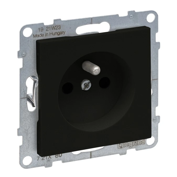 SUNO Gniazdo pojedyncze 2P+Z czarne 16A 250V zaciski automatyczne z przesłoną 721480