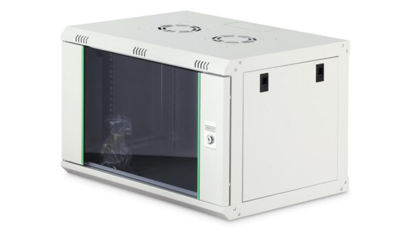 Szafa sieciowa wisząca Dynamic 19 7U rack 600×450, drzwi szyba, szary, niezłożona, 60kg DN-37100