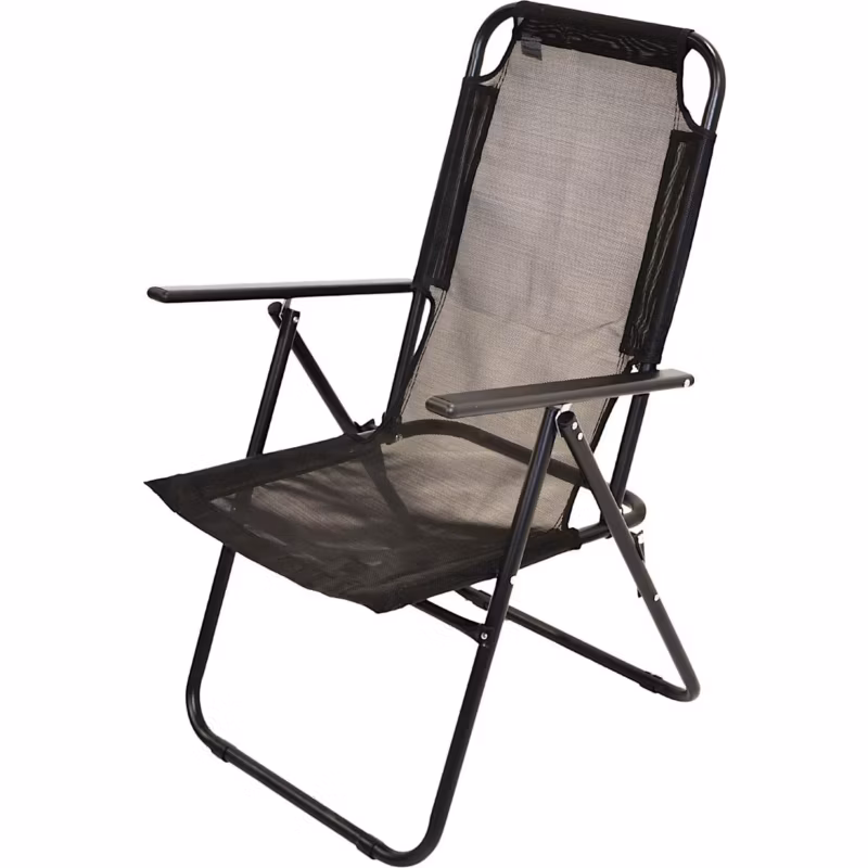 Krzesło Enero Camp turystyczne z podłokietnikami 61X66X65-108cm składane czarne 1szt