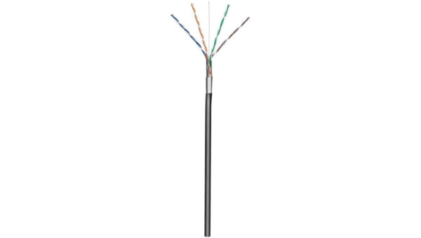 Kabel Skrętka Kat 5e F/UTP Drut 305m Czarna Zewnętrzna CCA
