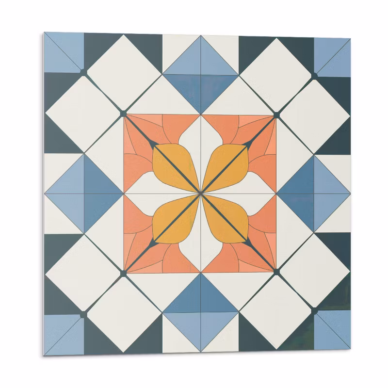Kafelki samoprzylepne Wallfluent 50×50 cm Stylowe kwiaty w geometrycznej kompozycji 4 szt.