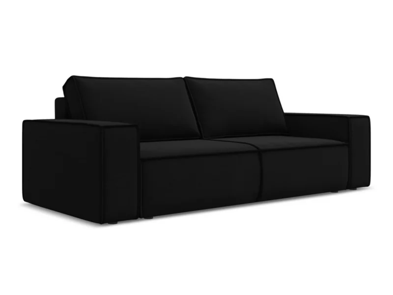 Kanapa 3-osobowa z funkcją spania LaMiaSofa LIVORNO z tkaniny welwetowej 255×105 cm czarny 1 szt.