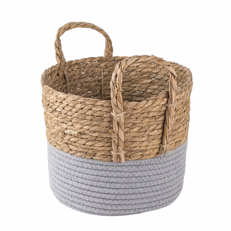 Kosz pleciony z uszami szary L Direct Home and Garden 22×27 cm 1 szt