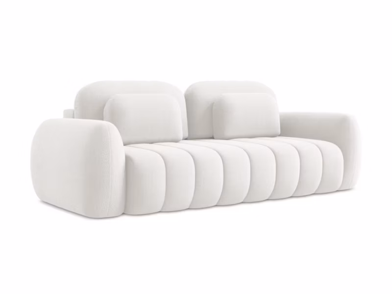 Kanapa 3-osobowa z funkcją spania LaMiaSofa GINOSA z tkaniny bouclé 266×121 cm biały 1 szt.