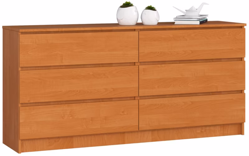 Komoda Akord K160 Olcha 160 cm 6 szuflad kolor Olcha mat 160x40x77 cm 1 szt.