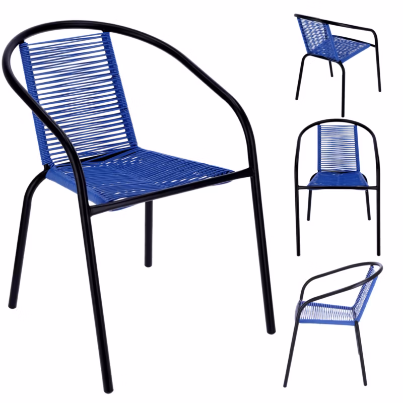 Krzesło JUMI sznurkowe BISTRO 72 cm ogrodowe niebieskie 1 sztuka