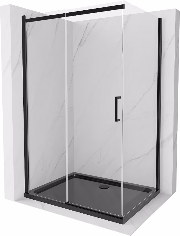 Kabina prysznicowa Mexen Omega rozsuwana 120 x 90 cm transparent czarna + brodzik Flat czarny