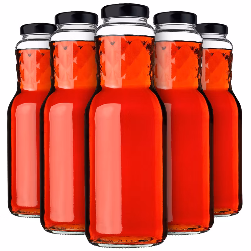 KADAX Butelka na soki 1L + wieczko fi53 czarne 20szt