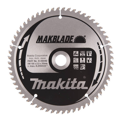 Tarcza tnąca Makita B-09042 Makblade 190x20mm; 60Z