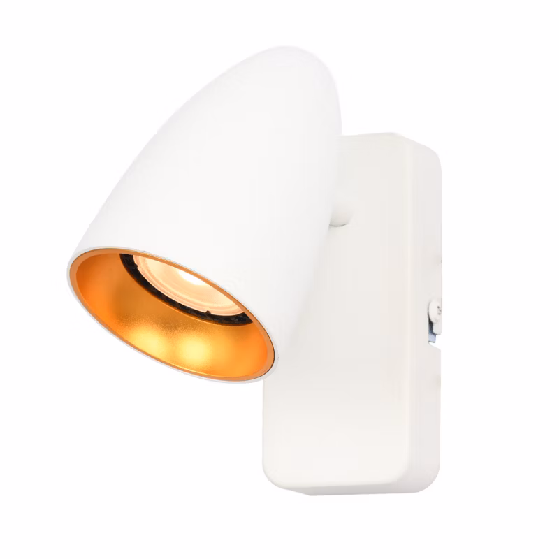 Kinkiet ścienny Italux Tino biało-złoty do sypialni 1 x GU10 x IP20 wym: 12 x 7 x 14 cm – 1 szt.